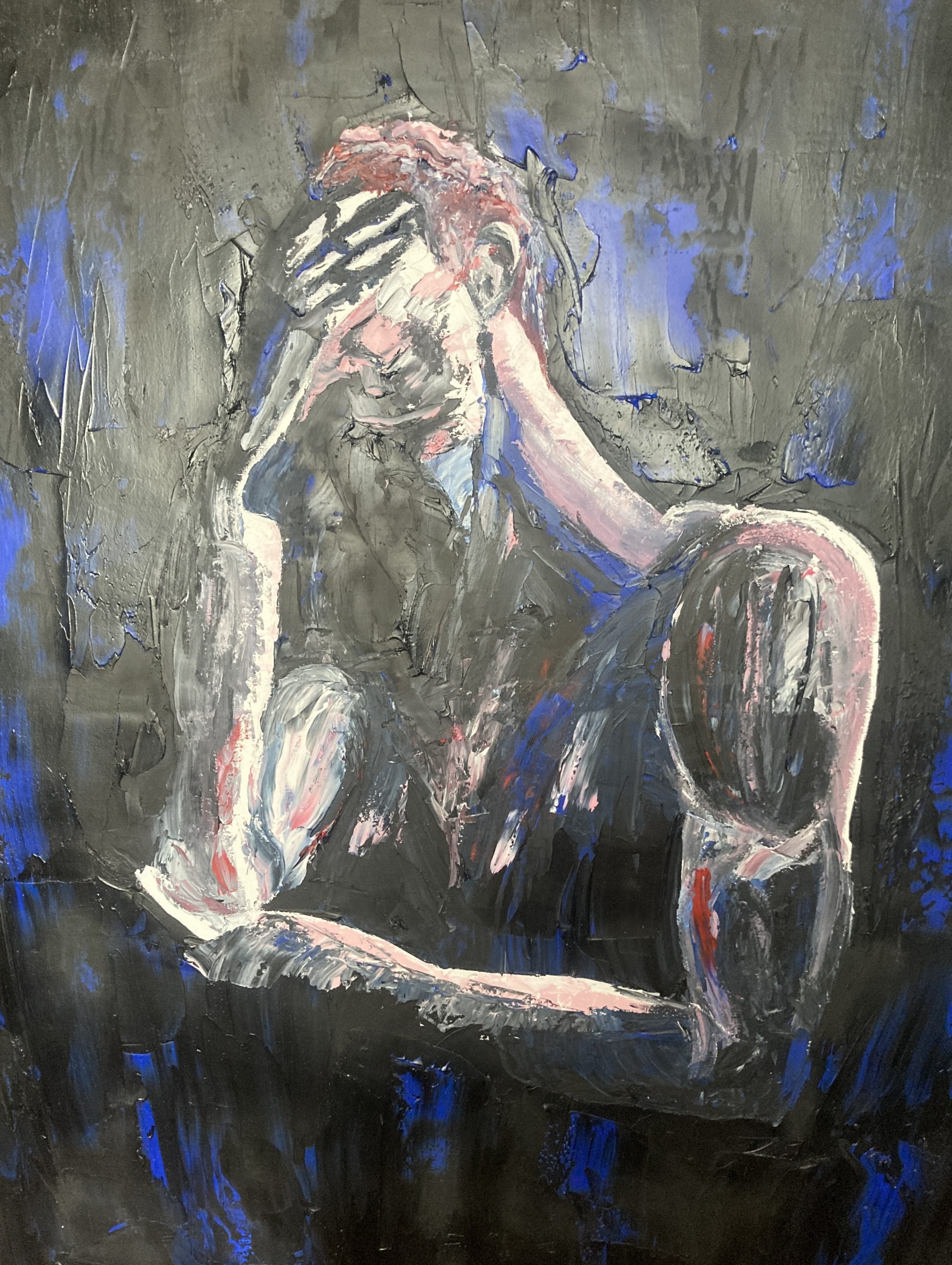 penseur oil paint prix du public salon des artistes locaux houilles